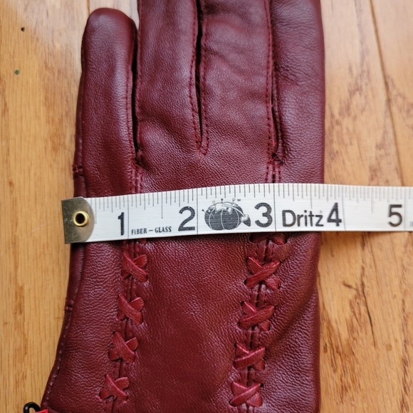 Leather Gloves Fleece Lined Driving Glove Red Burgundy M - Picture 8 of 8